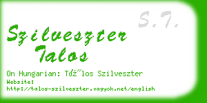 szilveszter talos business card